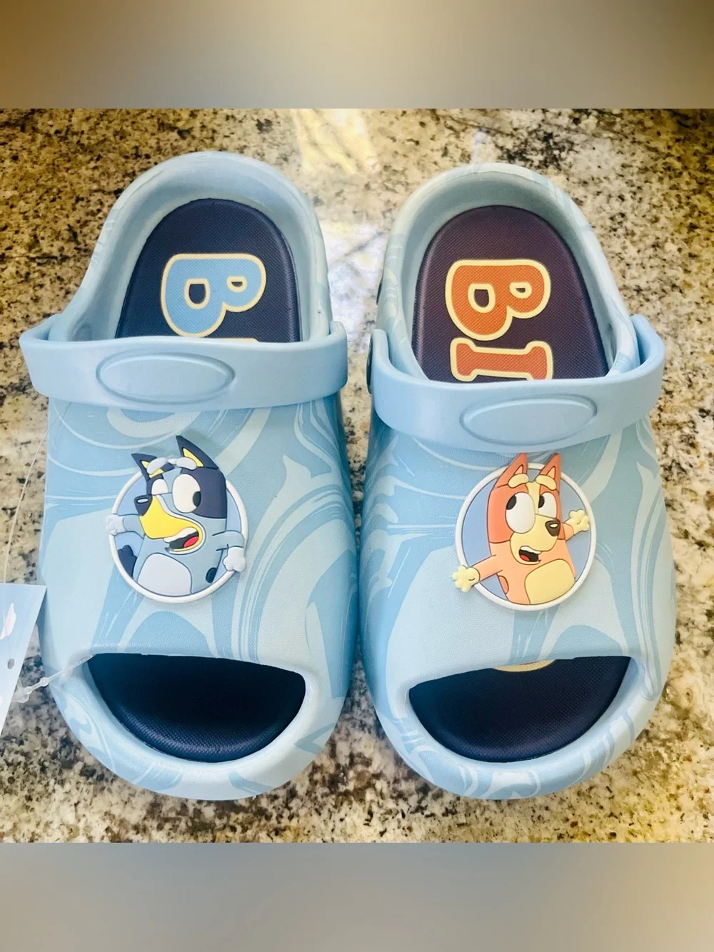 Bluey Bingo Kids Light Blue Cartoon Character Slip-On Sandals